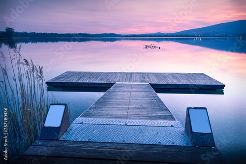 wood bridge sunset