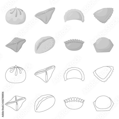 Vector design of products  and cooking symbol. Collection of products  and appetizer stock vector illustration.