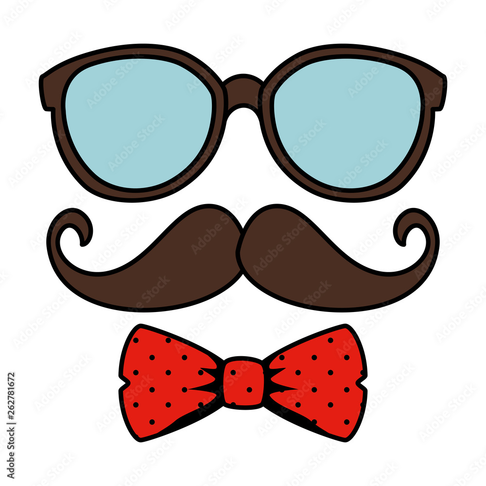 eyeglasses and mustache with bowtie hipster style eyeglasses and mustache with bowtie hipster style