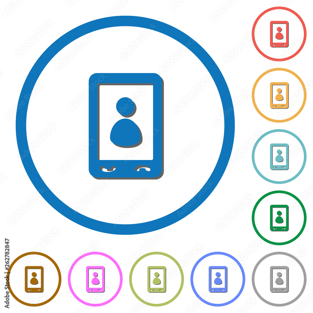Mobile user profile icons with shadows and outlines Mobile user profile icons with shadows and outlines