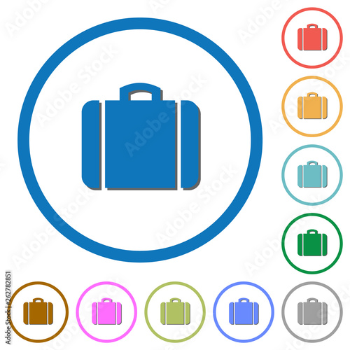Suitcase icons with shadows and outlines