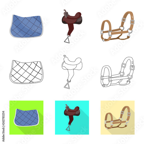 Vector design of equipment and riding symbol. Collection of equipment and competition stock symbol for web.