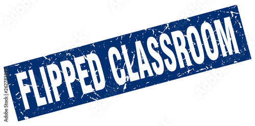 square grunge blue flipped classroom stamp