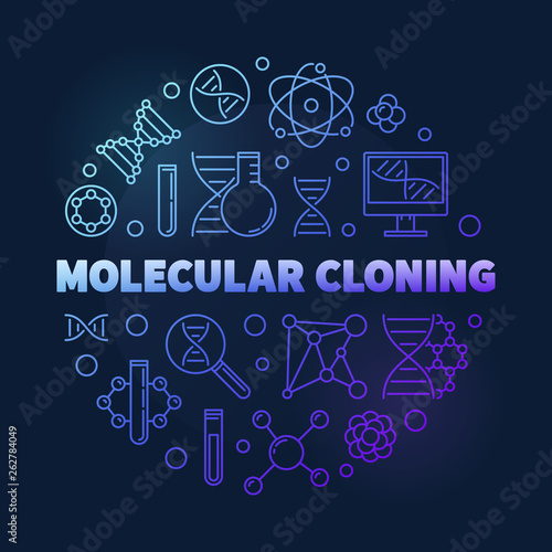 Molecular cloning vector colored thin line round illustration on dark background