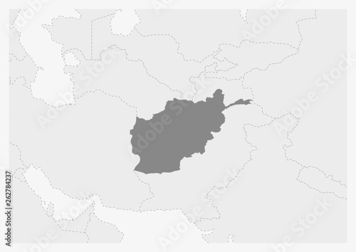 Map of Asia with highlighted Afghanistan map