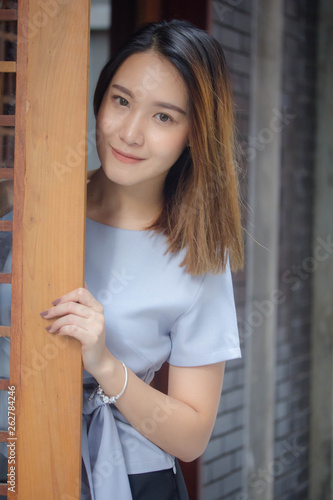 portrait of thai china adult office girl relax and smile