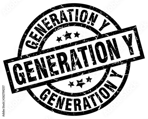 generation y round grunge black stamp