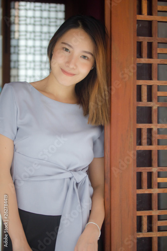 portrait of thai china adult office girl relax and smile