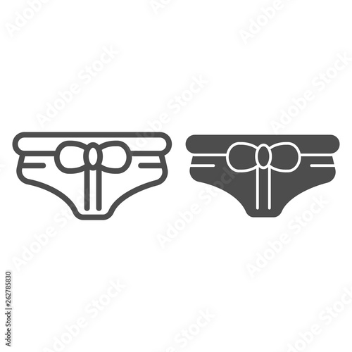 Panties line and glyph icon. Woman underware vector illustration isolated on white. Girls panty outline style design, designed for web and app. Eps 10.