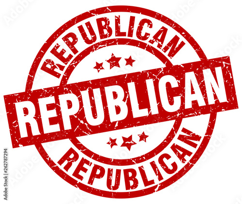republican round red grunge stamp