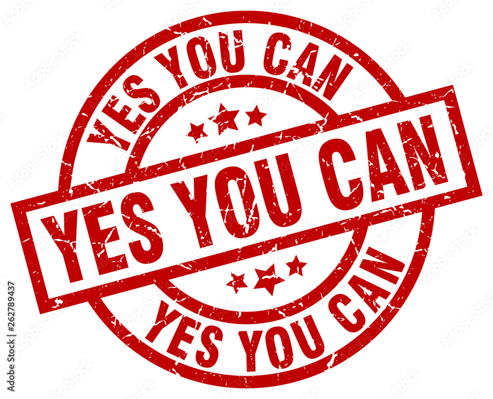 yes you can round red grunge stamp yes you can round red grunge stamp
