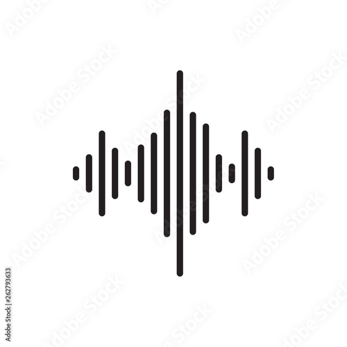 Sound wave icon flat vector music