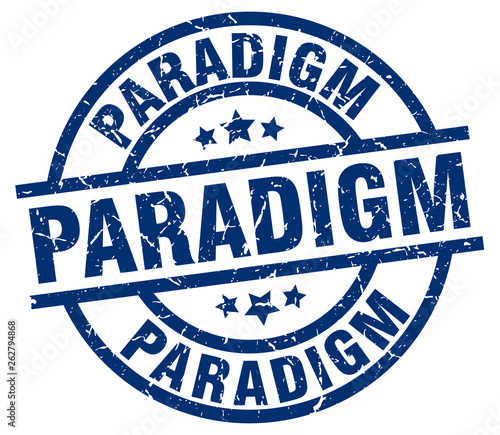 paradigm blue round grunge stamp