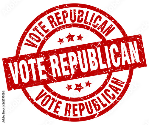 vote republican round red grunge stamp