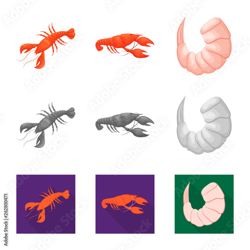 Vector illustration of appetizer and ocean symbol. Collection of appetizer and delicacy stock symbol for web.