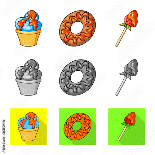 Vector design of confectionery and culinary sign. Set of confectionery and product stock vector illustration.