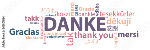 Banner Panorama Danke auf unterschiedlichen Sprachen bunt