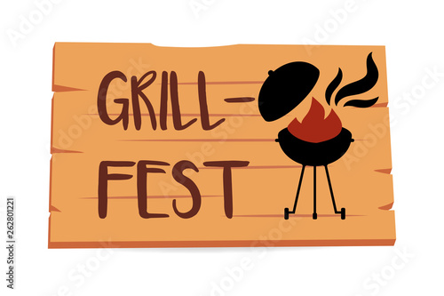 Grillfest Holzschild mit Grill