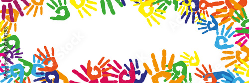 bunte Handflächen, frei raum