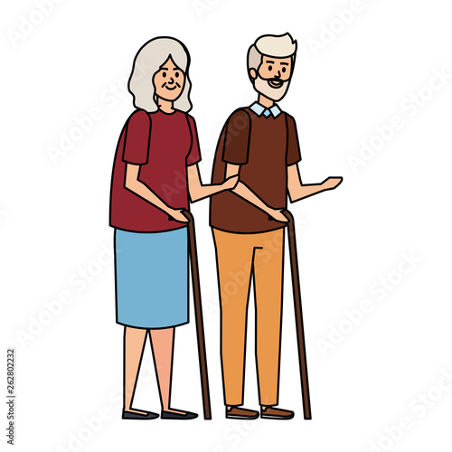 old couple with canes characters