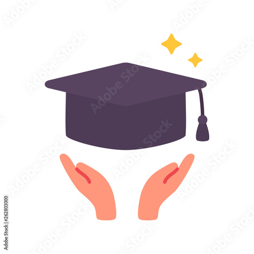 Graduation bachelor's degree cap university flat illustration design