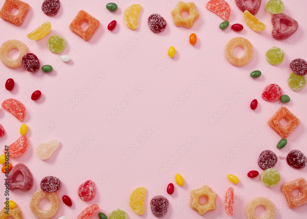 Colored sweets frame Colored sweets frame