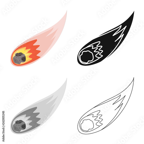 Isolated object of comet and asteroid  symbol. Set of comet and rock  vector icon for stock.