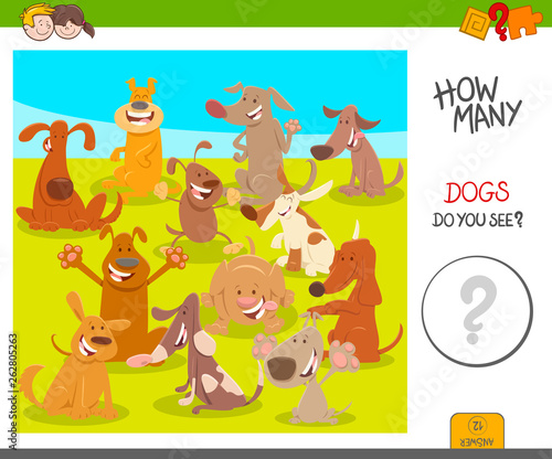 count cartoon dogs activity worksheet game