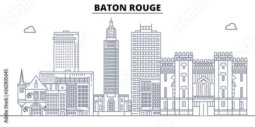 Baton Rouge,United States, flat landmarks vector illustration. Baton Rouge line city with famous travel sights, design skyline. 