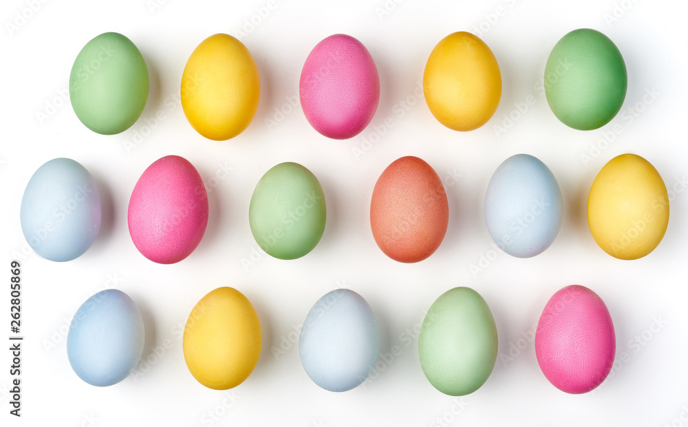 Easter holiday symbols colorful eggs background white and pattern colors Easter holiday symbols colorful eggs background white and pattern colors