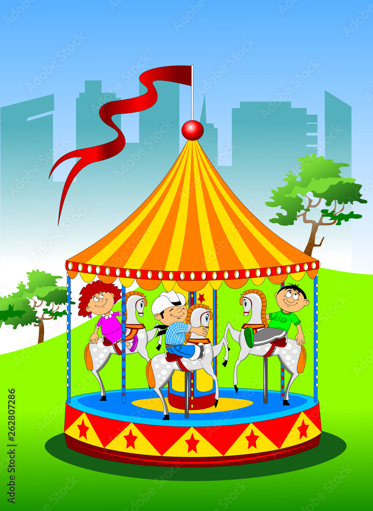 children on the carousel children on the carousel
