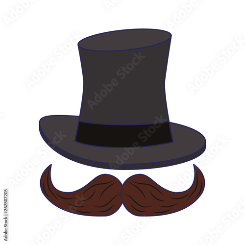 Magician hat and mustache cartoon