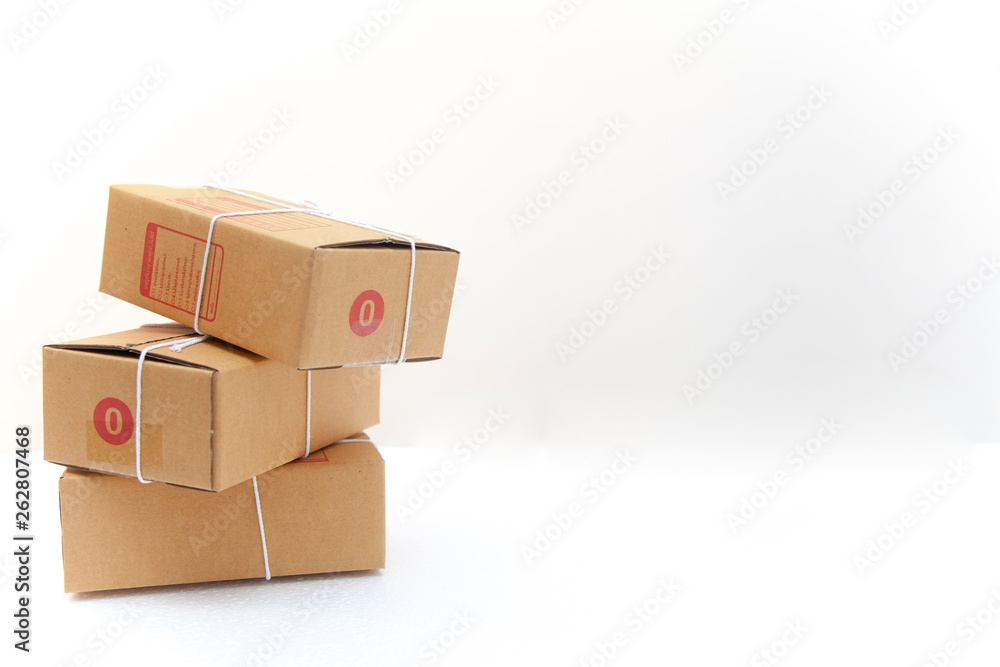 Obraz premium Brown post box on white background