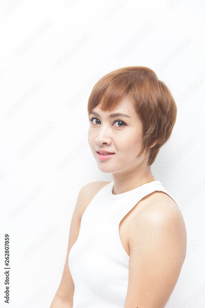 Portrait of woman with short brown hair Portrait of woman with short brown hair