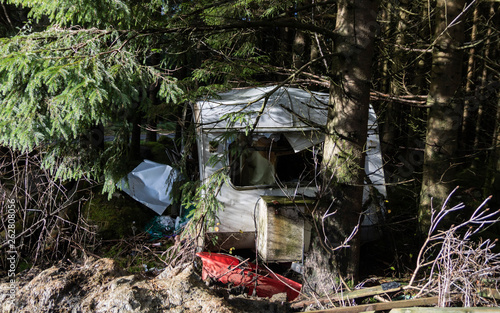 abandoned caravan