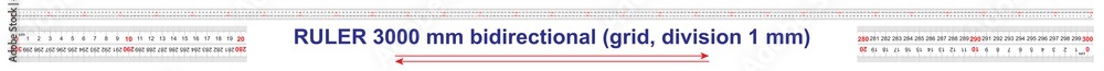 Ruler bidirectional double sided 3000 millimeter, 300 centimeter, 3 ...