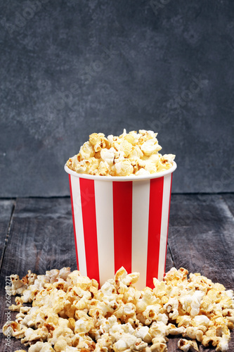 Cinema concept with popcorn. sweet and salty popcorn