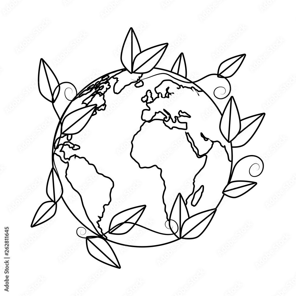 world planet earth with leafs plant world planet earth with leafs plant