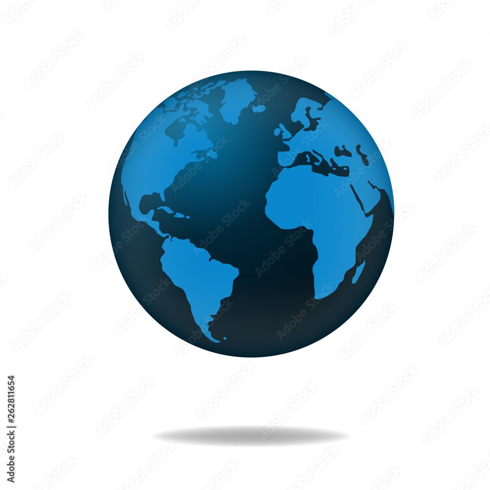 Vector globe icon of the world