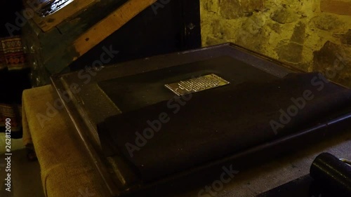 Wallpaper Mural printing antique cliche for parchment printing, vintage parchment printing process, vintage paper making process, hand made paper Torontodigital.ca