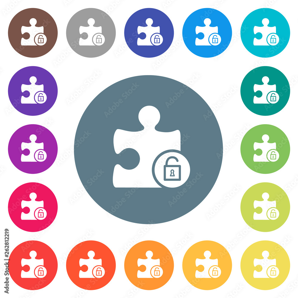 Unlock plugin flat white icons on round color backgrounds Unlock plugin flat white icons on round color backgrounds