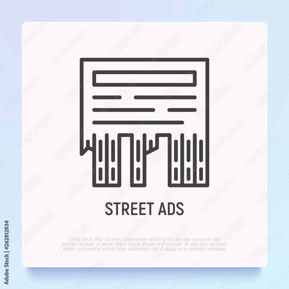 Obraz premium Street ads thin line icon. Modern vector illustration.