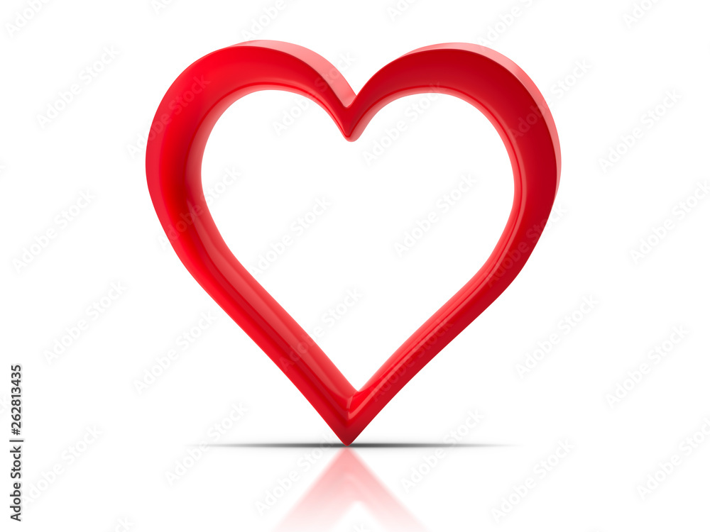 Red heart. Symbol of love. Volumetric 3D heart. 3d render, 3D image, 3D model