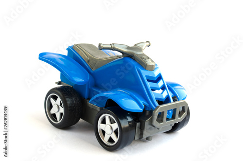 plastic toy of blue color. the plastic motorcycle for children