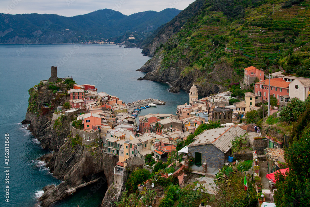 Beautiful view of Vernazza, Cinque Terre National Park, Liguria region of Italy.