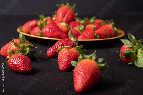 Fresh seasonal strawberries. Juicy and sweet strawberries