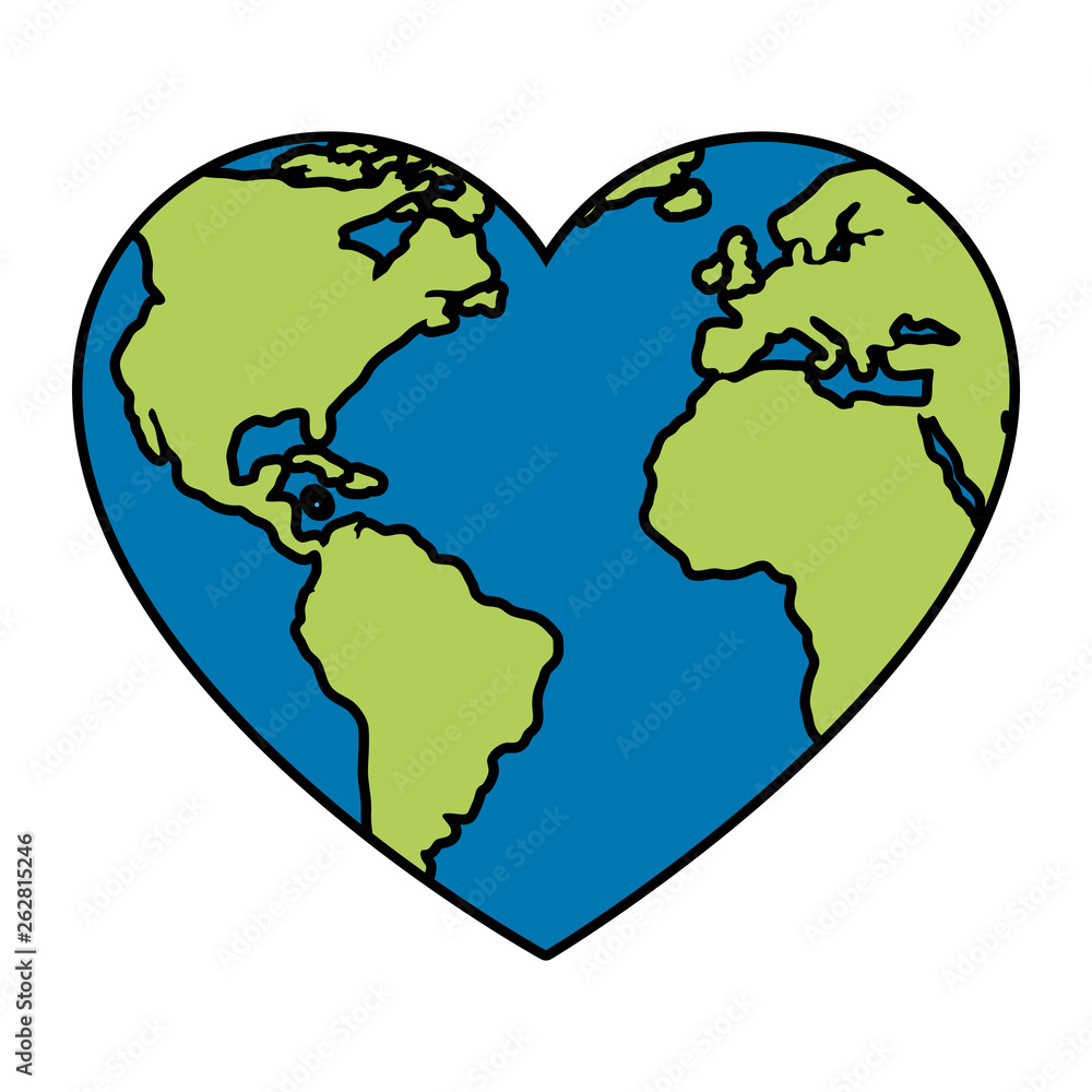 world planet earth with heart shape