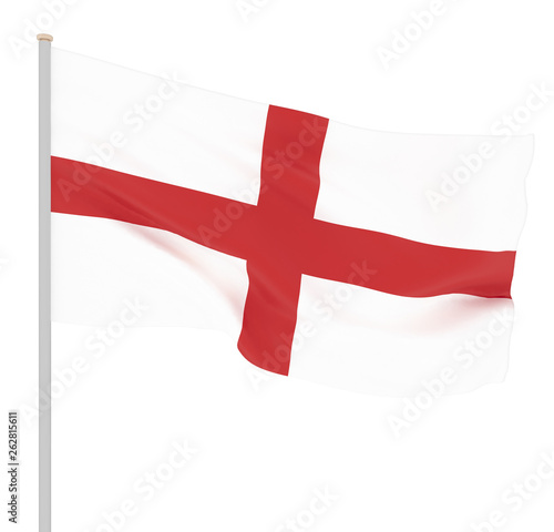 Waving England Flag. Background texture. 3d rendering, wave. – Illustration. Isolated on white.