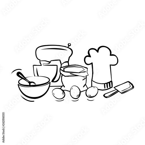 Vector pastry supplies. Design element for cafes, menus, restaurants, cards and other uses.