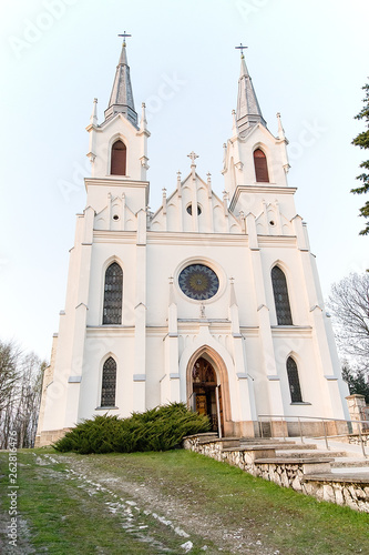 Obraz na płótnie The St. Mary`s Maternity and St. Michael the Archangel neogothic Church in Bolesław (Poland) w salonie